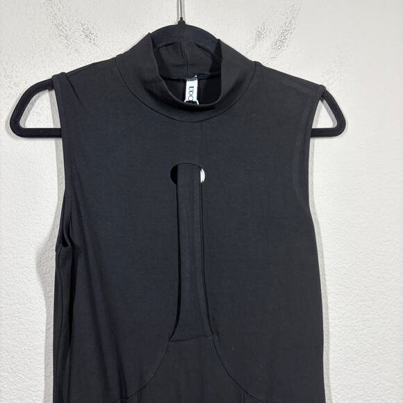 Uoozee Size Medium Mock Neck Accordion Pleat Maxi Dress Black Sleeveless - Picture 3 of 12